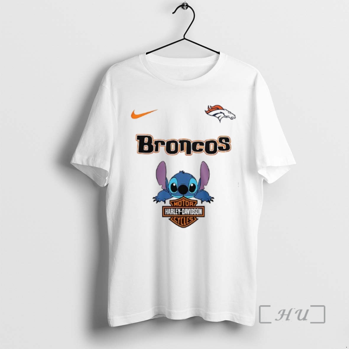 Trending Denver Broncos X Stitch Harley Davidson Double Sided Graphic Premium T Shirts Sweater Hoodie