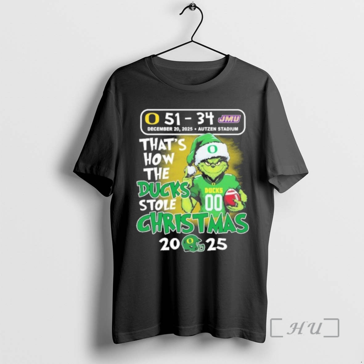 Trending Grinch Oregon 51 34 Jmu Thats How The Oregon Ducks Stole Christmas Premium T Shirts Sweater Hoodie
