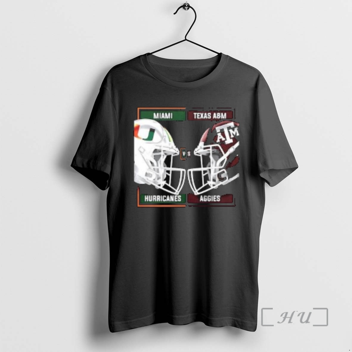 Trending Miami Hurricanes And Texas Am Aggies 2025 Football College Playoff Matchup Circle Black Premium T Shirts Sweater Hoodie