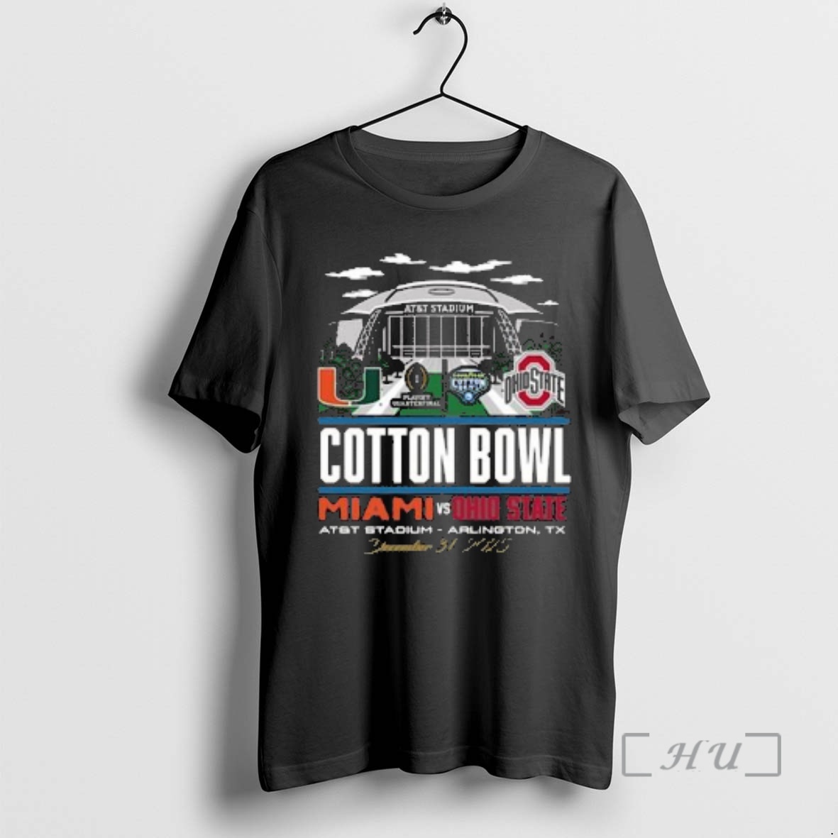 Trending Miami Hurricanes Vs Ohio State Buckeyes 2025 Cotton Bowl Att Stadium Arlington Tx Dec 31 2025 Circle Black Premium T Shirts Sweater Hoodie
