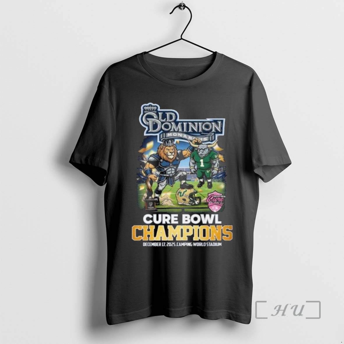 Trending Old Dominion Monarchs Cure Bowl Champions 2025 Celebration Mascot Premium T Shirts Sweater Hoodie