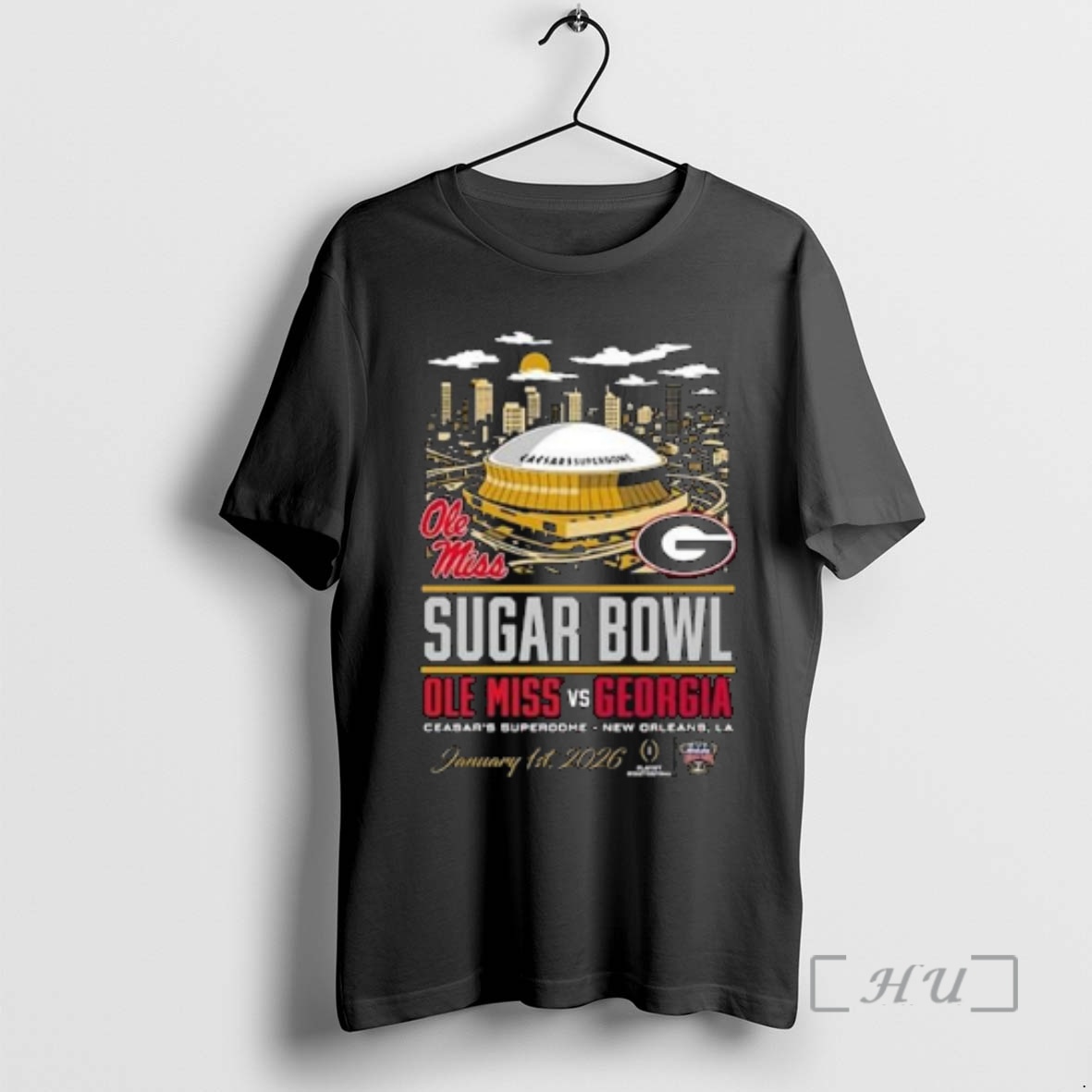 Trending Ole Miss Rebels Vs Georgia Bulldogs Sugar Bowl Caesars Superdome New Orleans La Jan 1st 2026 Circle Black Premium T Shirts Sweater Hoodie