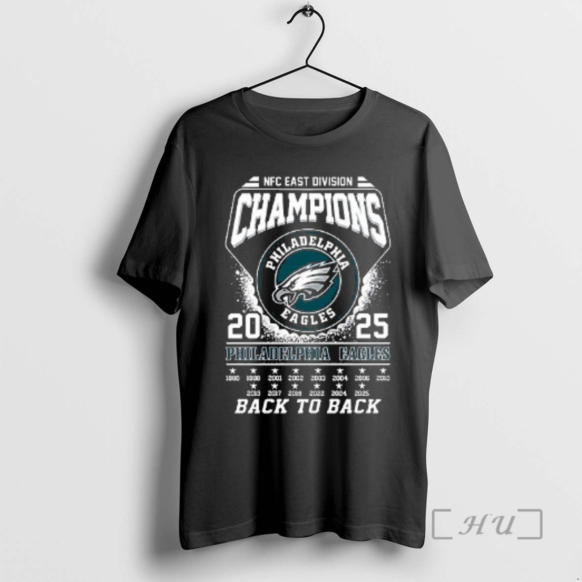 Trending Philadelphia Eagles Back To Back Nfc East Division Champions Logo Name Roster Double Sided Graphic Premium T Shirts Sweater Hoodie