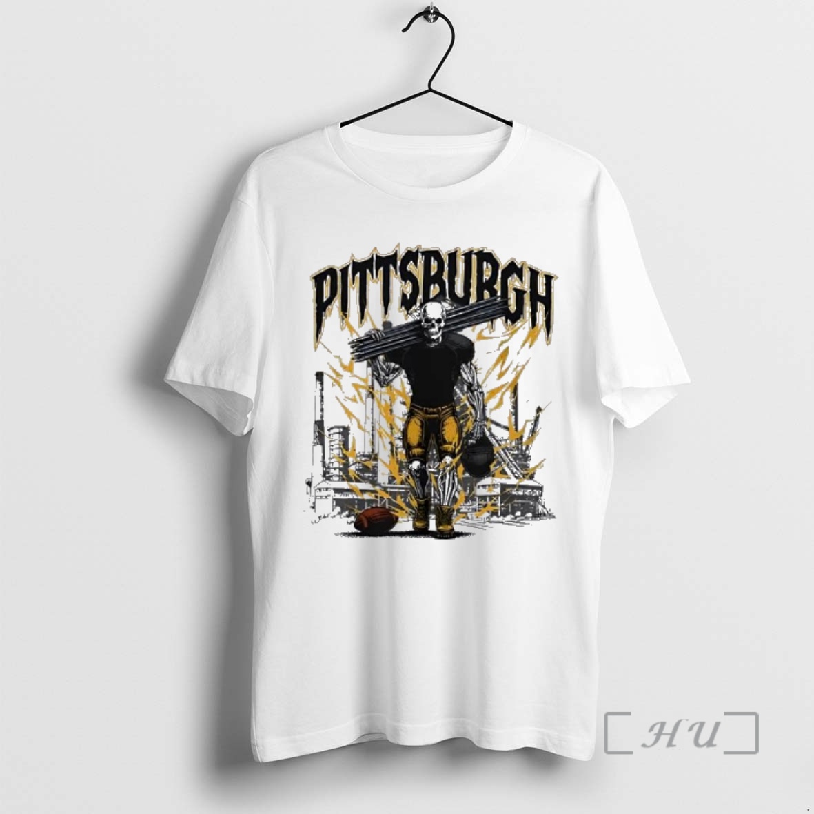 Trending Pittsburgh Football Skeleton Bootleg Skyline Premium T Shirts Sweater Hoodie