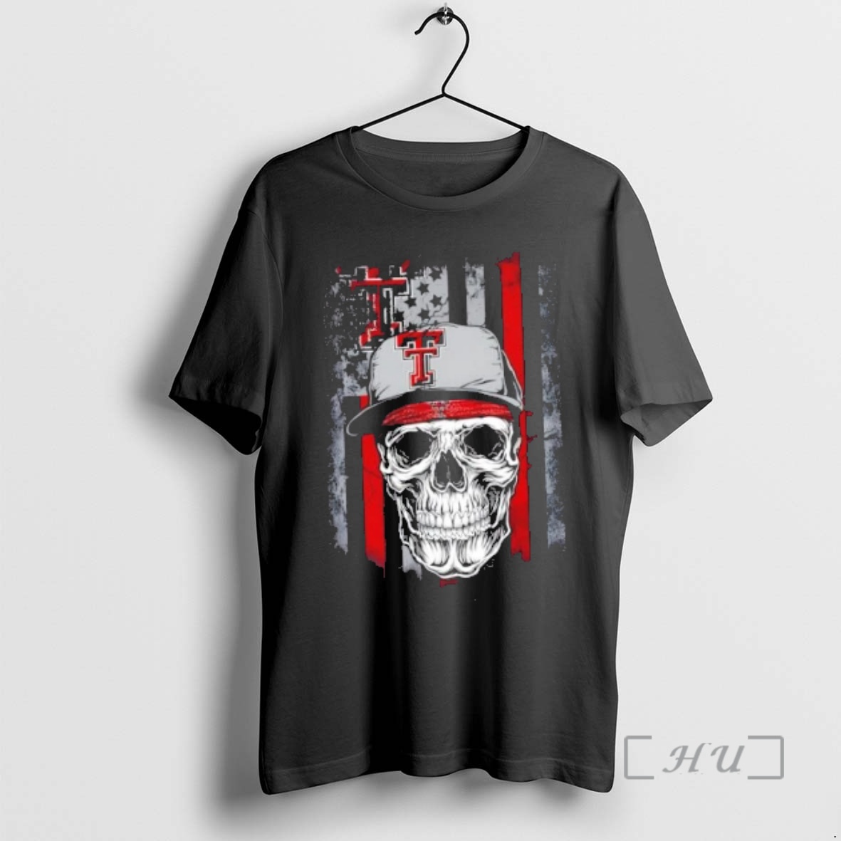 Trending Skull Wearing A Cap Texas Tech Red Raiders Us Flag Premium T Shirts Sweater Hoodie
