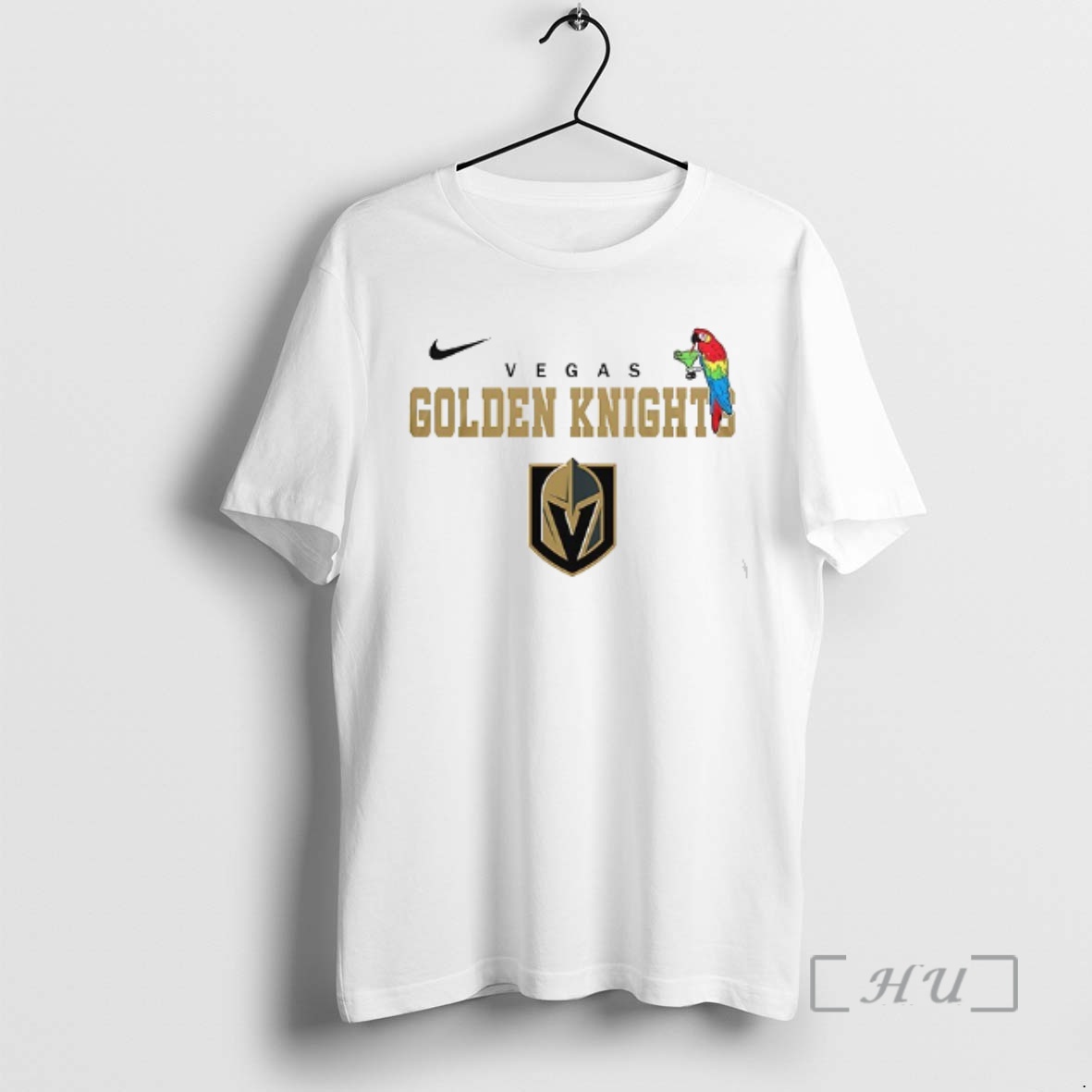 Trending Vegas Golden Knights X Jimmy Buffett Parrot Mascot Double Sided Graphic Premium T Shirts Sweater Hoodie