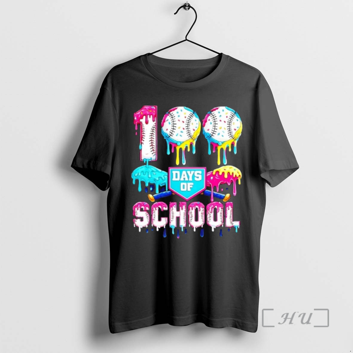 Officials 100 Days Of School 100th Day Ice Cream Drip Baseball Premium T Shirts Sweater Hoodie