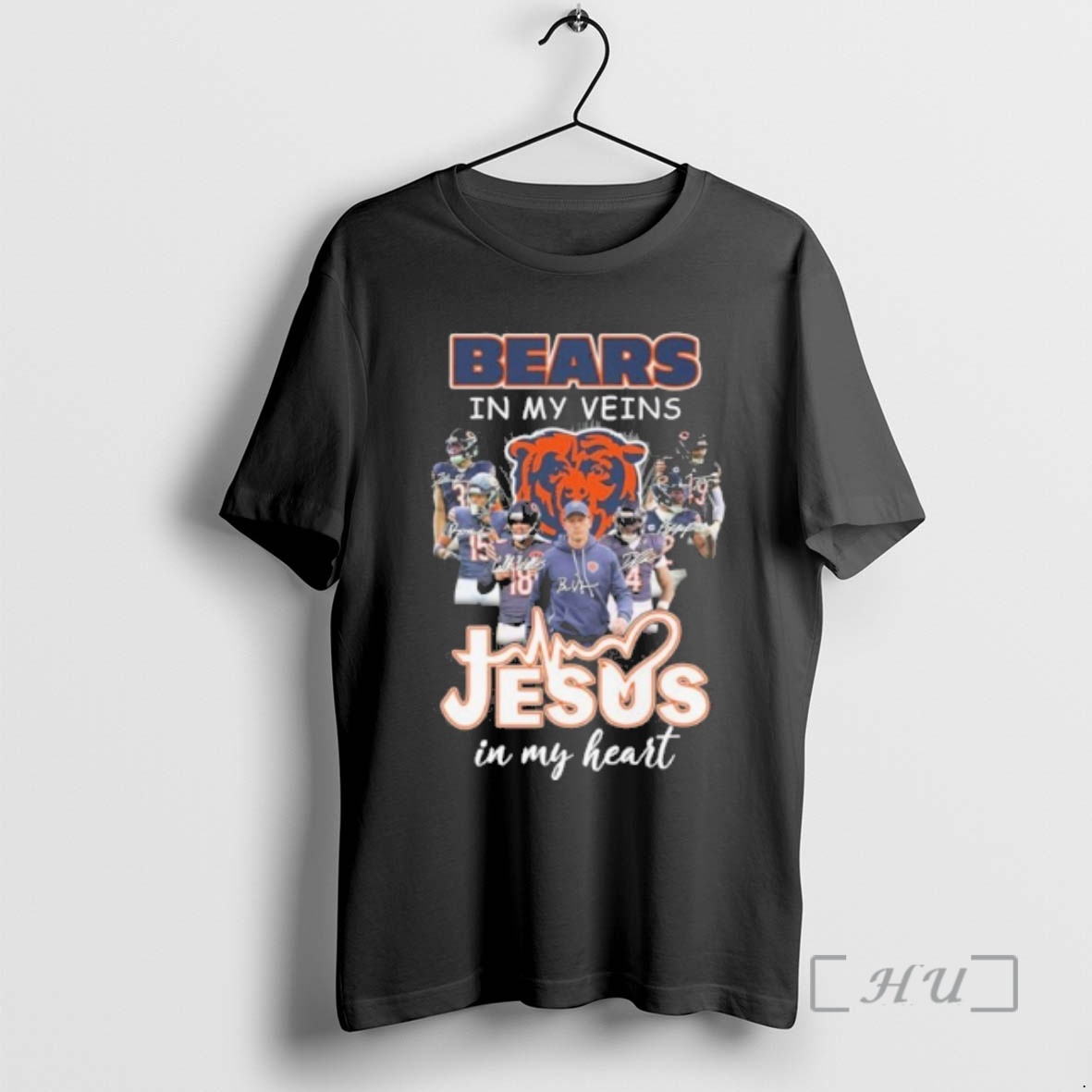 Officials Bears In My Veins Team Player Signature Jesus In My Heart Premium T Shirts Sweater Hoodie