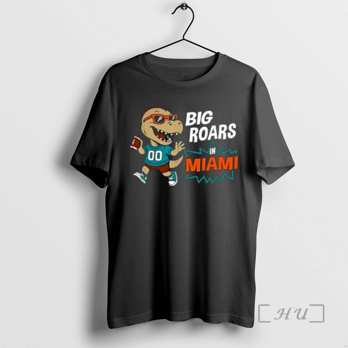 Officials Big Roars In Miami Dolphins Dinosaur Cartoon Funny Premium T Shirts Sweater Hoodie