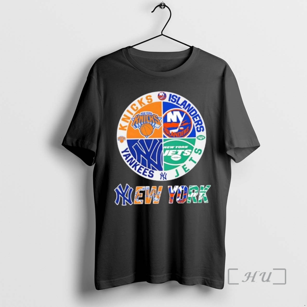 Officials New York City Sports Knicks Islanders Jets Yankees Logos Combine Premium T Shirts Sweater Hoodie