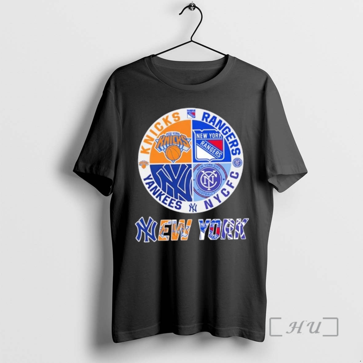 Officials New York City Sports Knicks Rangers Nyc Fc Yankees Logos Combine Premium T Shirts Sweater Hoodie