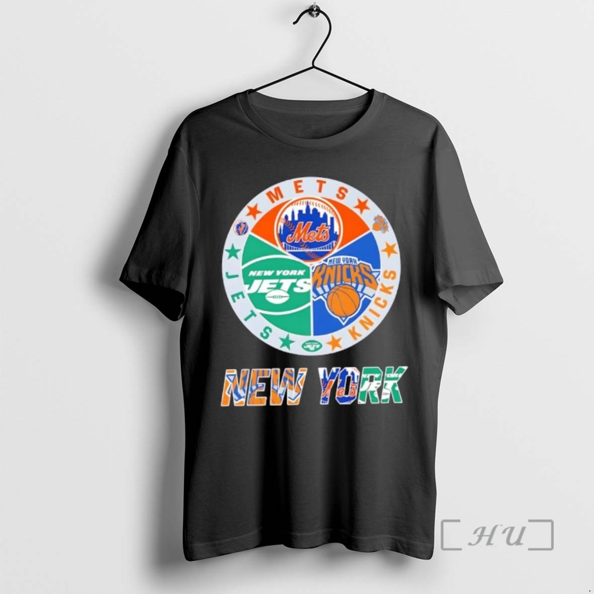 Officials New York City Sports Mets Knicks Jets Logos Combine Premium T Shirts Sweater Hoodie
