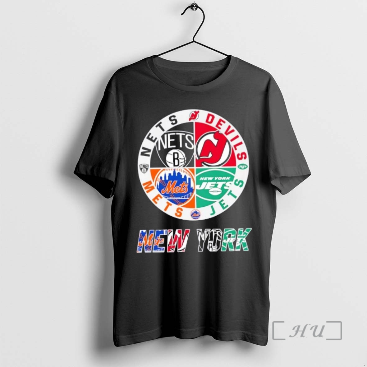 Officials New York City Sports Nets Devils Jets Mets Logos Combine Premium T Shirts Sweater Hoodie