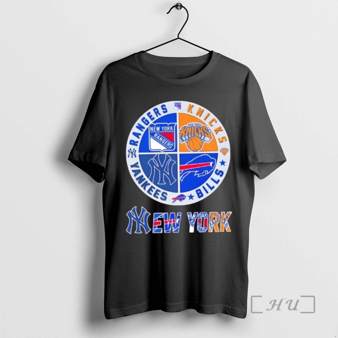 Officials New York City Sports Rangers Knicks Bills Yankees Logos Combine Premium T Shirts Sweater Hoodie
