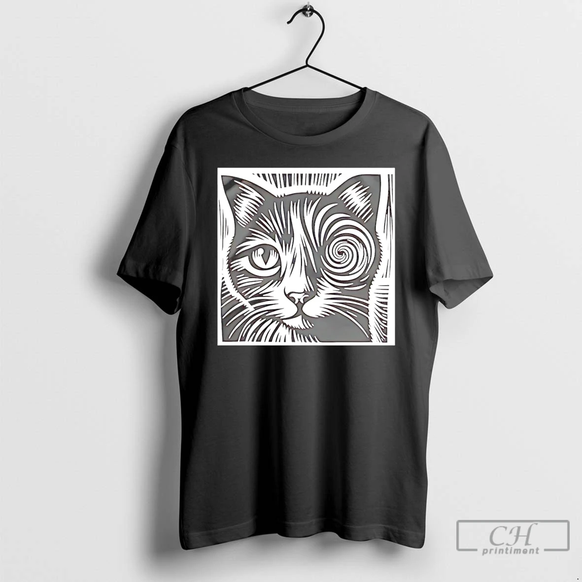 Premium Cat With Spiral Eyes T Shirts Sweater Hoodie
