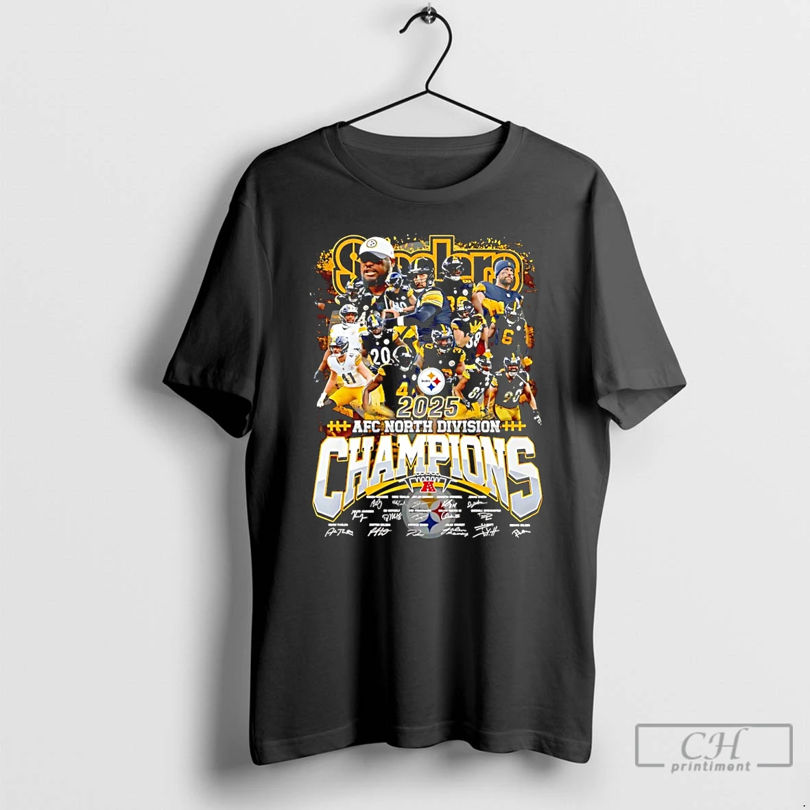 Premium Pittsburgh Steelers Afc North Division Champions 2025 Signatures T Shirts Sweater Hoodie
