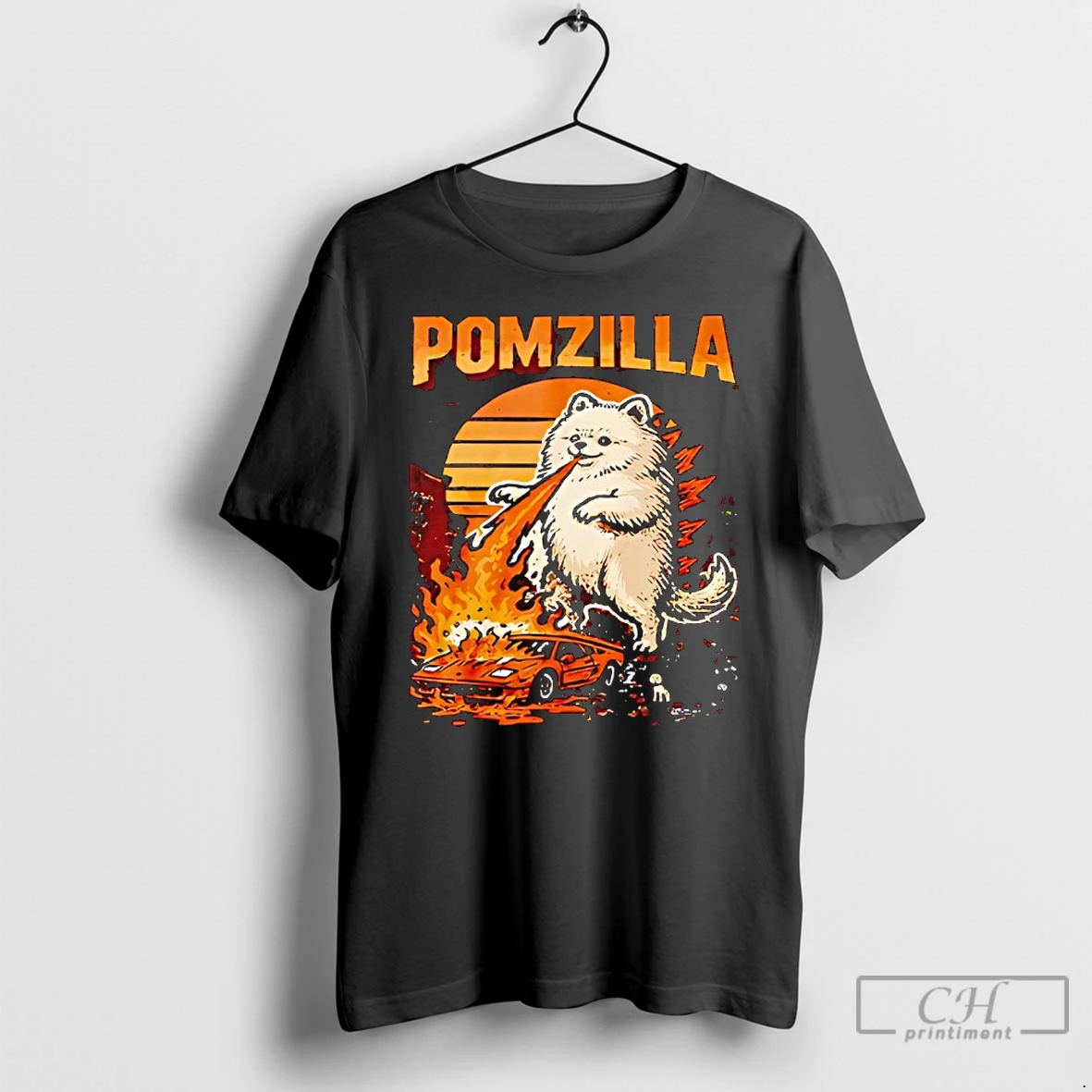 Premium Pomzilla Pomeranian Dog Monster Pom Dog Lover Vintage T Shirts Sweater Hoodie