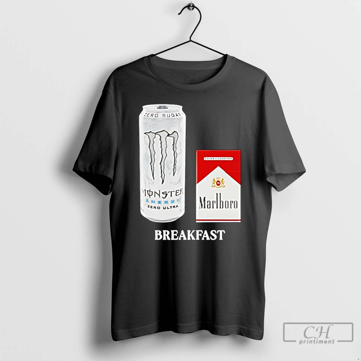 Premium White Monster Marlboro Red Cigarette Breakfast T Shirts Sweater Hoodie