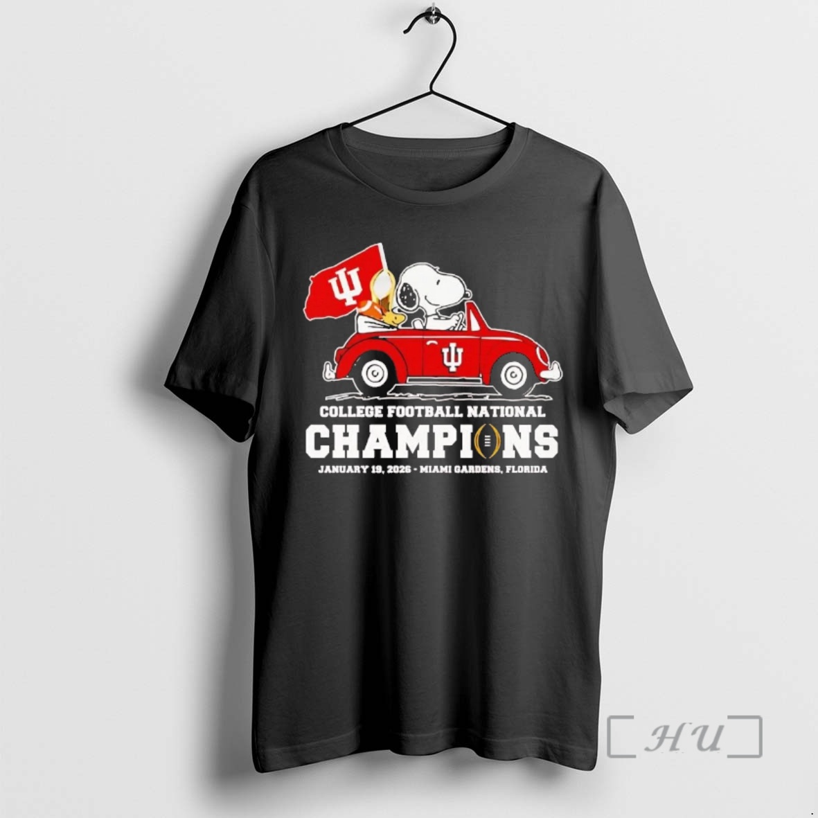 Trending Snoopy And Woodstock Driving Car Indiana Hoosiers Cfp Champions 2026 Premium T Shirts Sweater Hoodie
