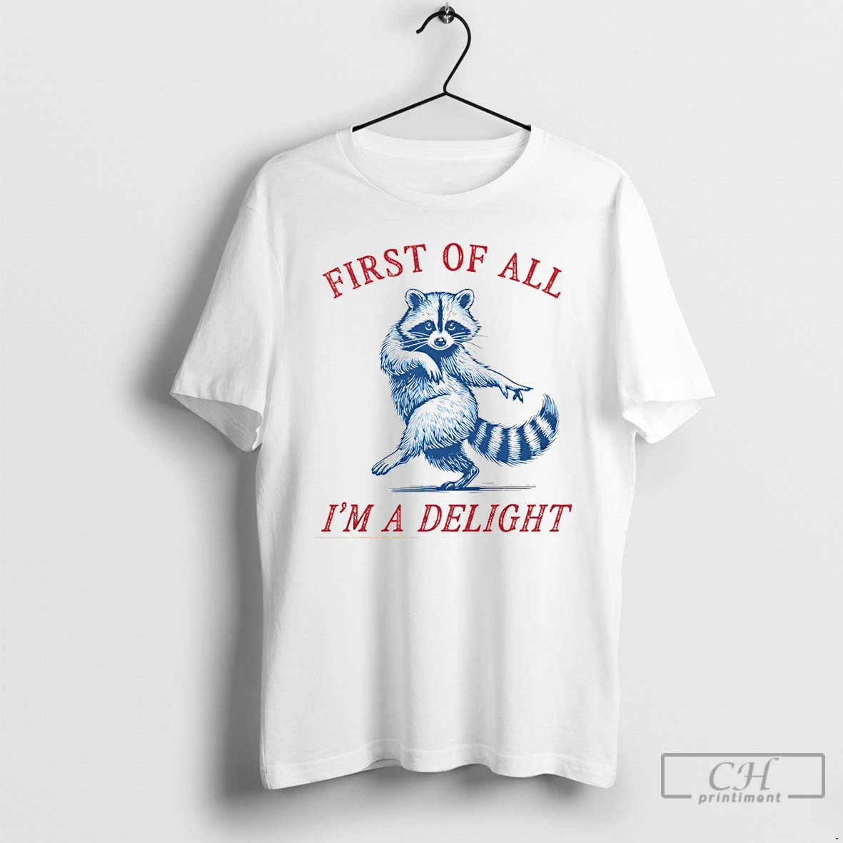 Classic Raccoon First Of All Im A Delight Vintage T Shirts Sweater Hoodie