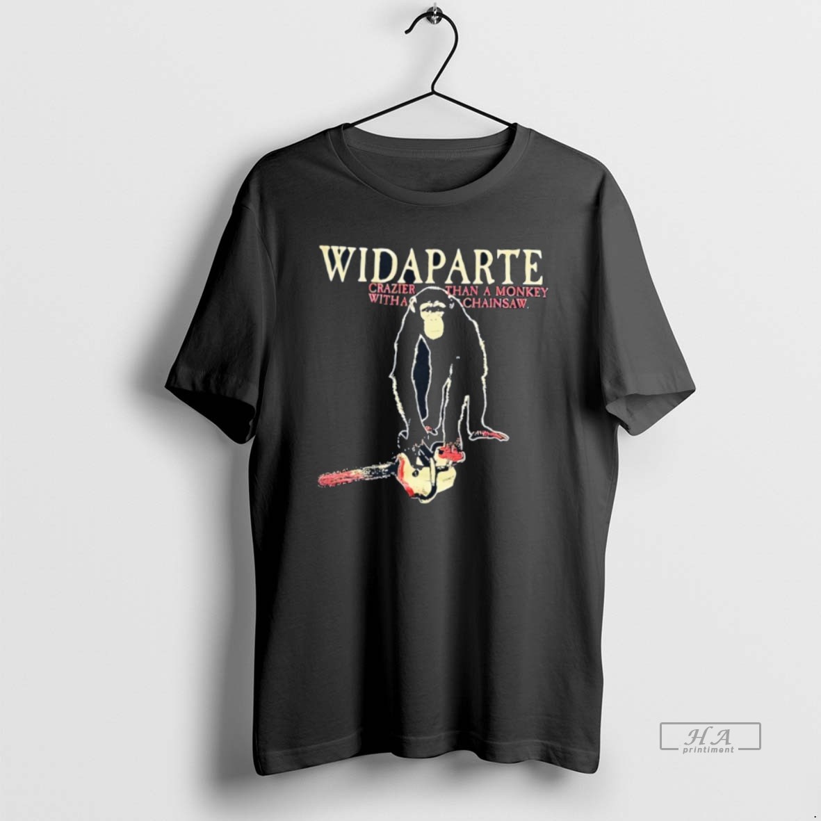 Official Widaparte Monkey Holding A Chainsaw T Shirt