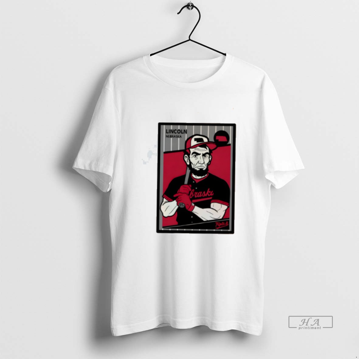 Official Xnhhhxpe Abraham Lincoln Nebraska Cornhuskers Basketball Card Tee T Shirt