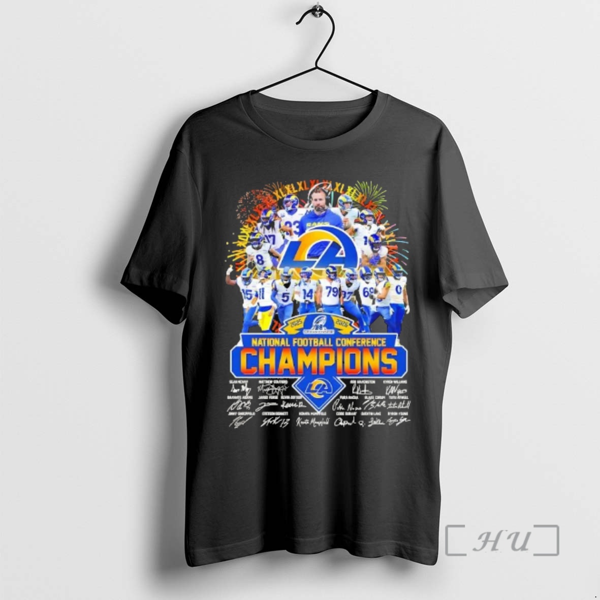 Officials 2025 26 National Football Conference Champions Sean Mcvay And Players Signatures Premium T Shirts Sweater Hoodie