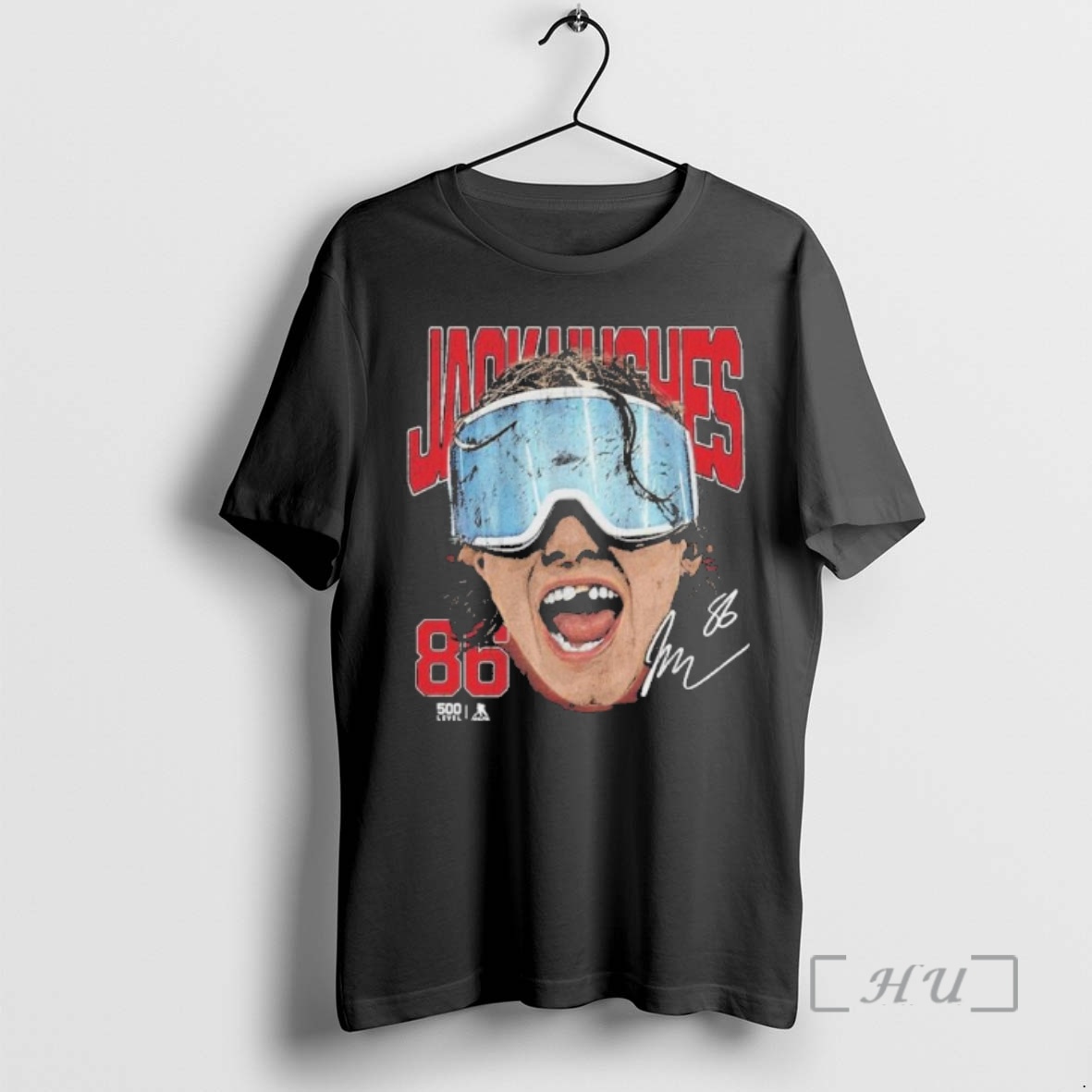 Officials Jack Hughes New Jersey Goggles Premium T Shirts Sweater Hoodie
