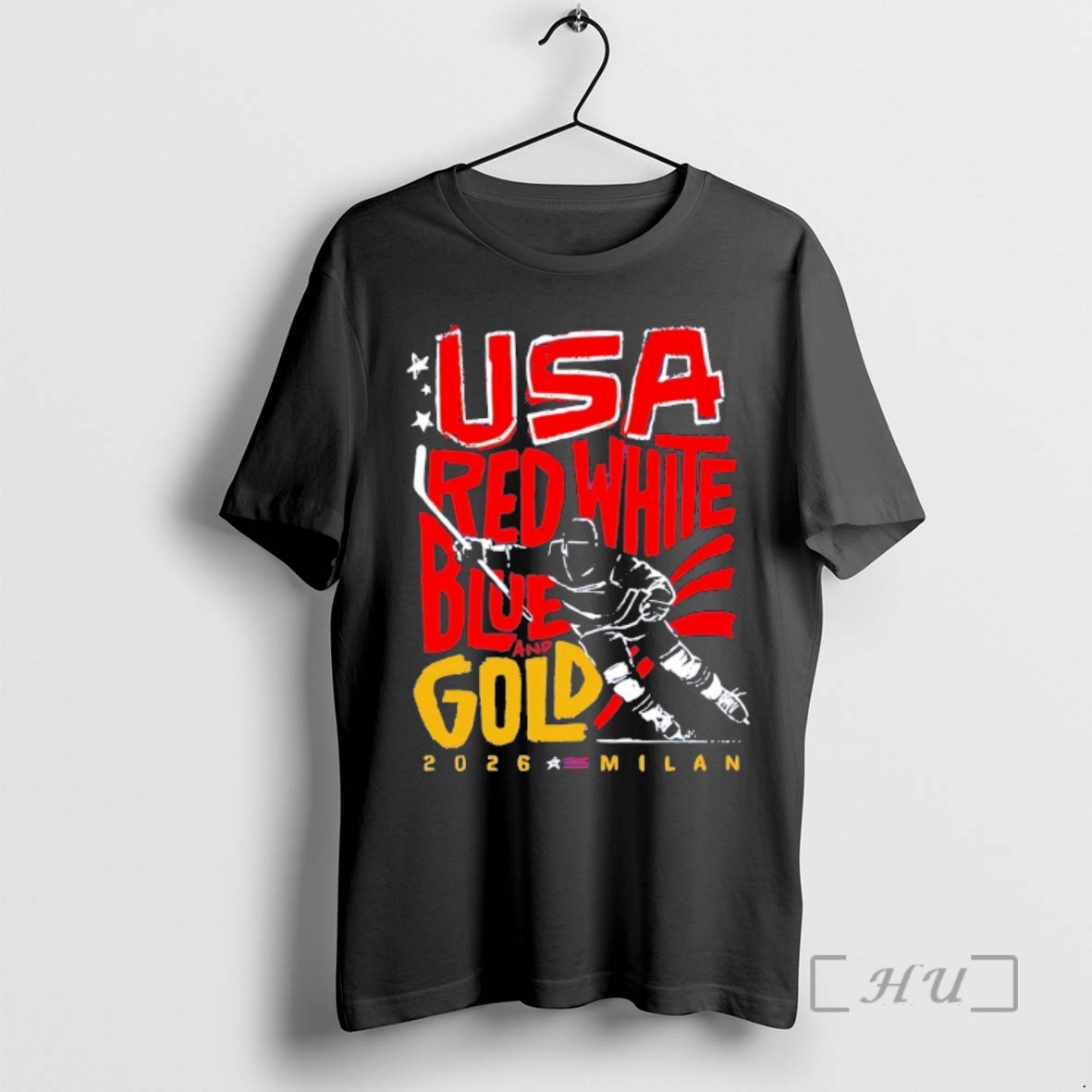 Officials Usa Hockey Red White Blue And Gold Milan 2026 Premium T Shirts Sweater Hoodie