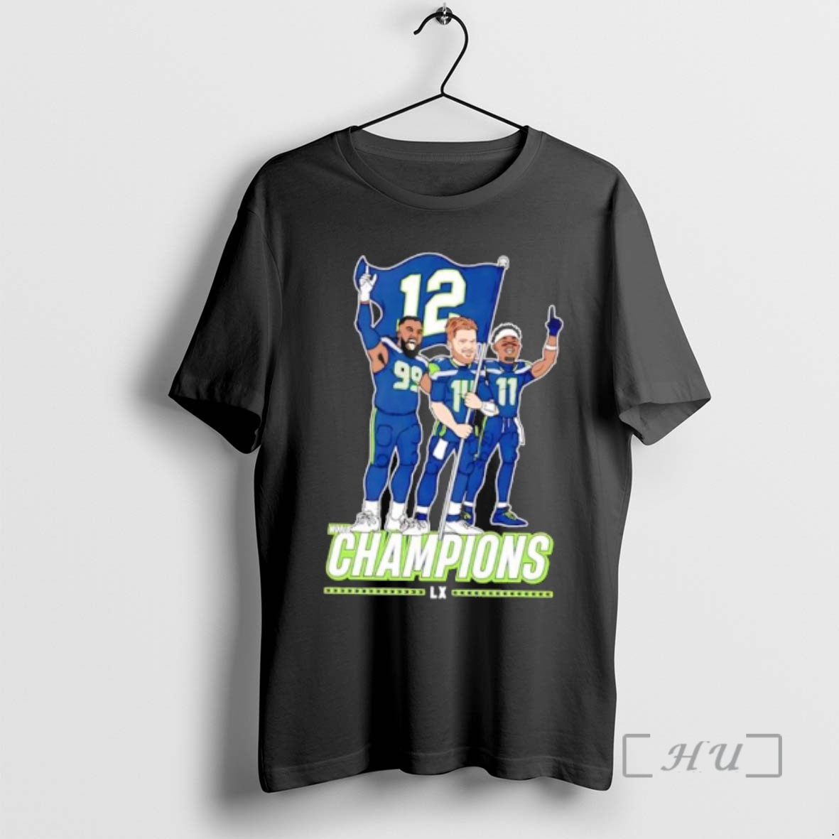 Officials World Champions Lx Seahawks Players Holding 12 Flag Premium T Shirts Sweater Hoodie
