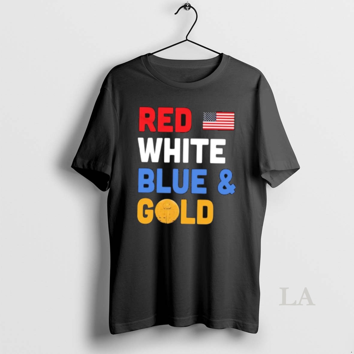 Original Red White Blue Gold Us Flag Torch Graphic Shirt