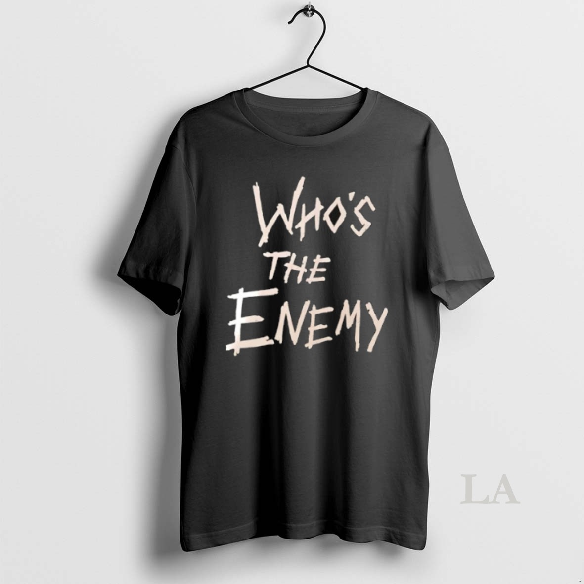 Original Whos The Enemy Distressed Horror Movie Style Font Shirt