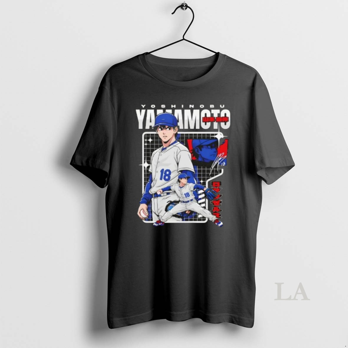 Original Yoshinobu Yamamoto Los Angeles Dodgers Anime Baseball Signature Shirt