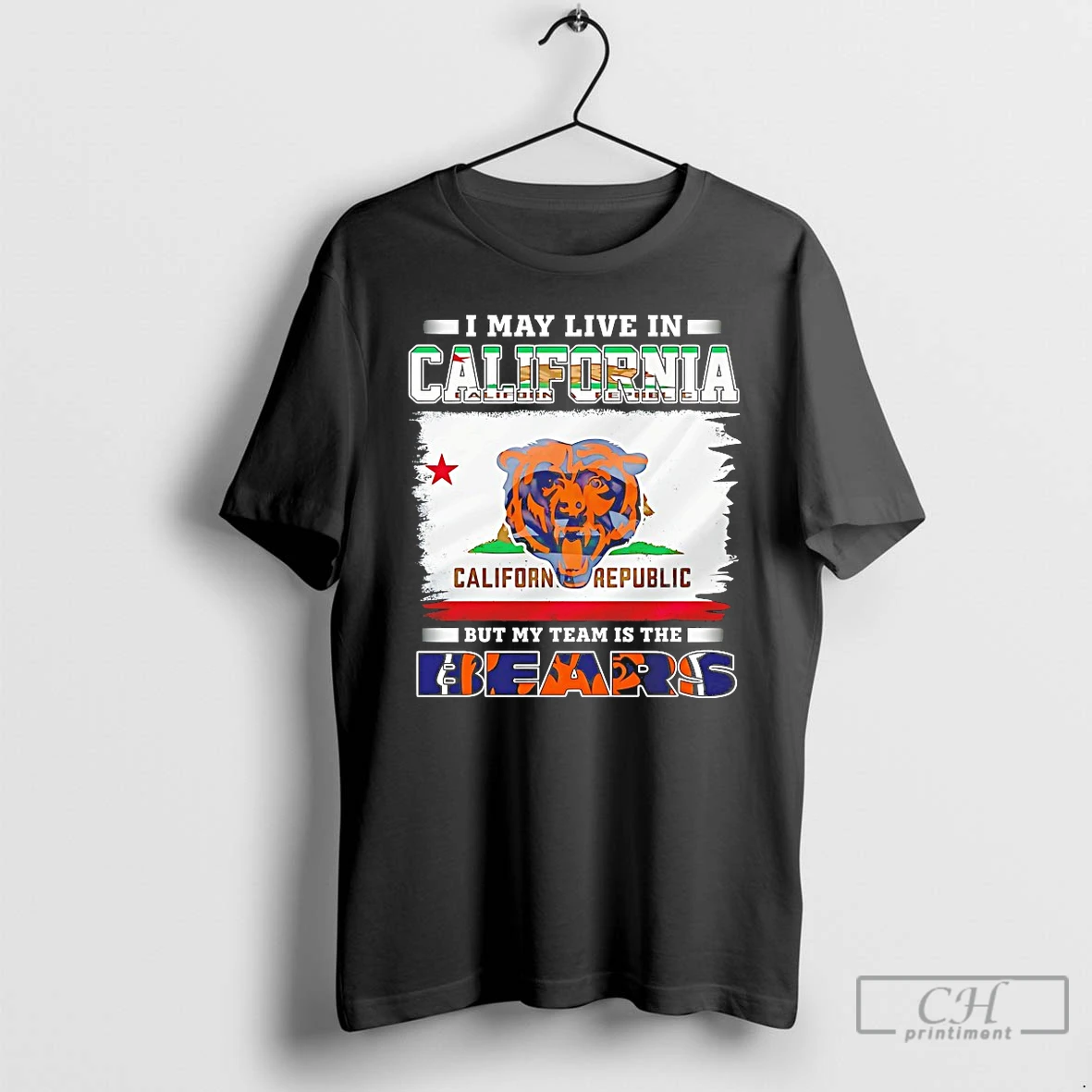 Premium I May Live In California But My Team Is The Chicago Bears T Shirts Sweater Hoodie