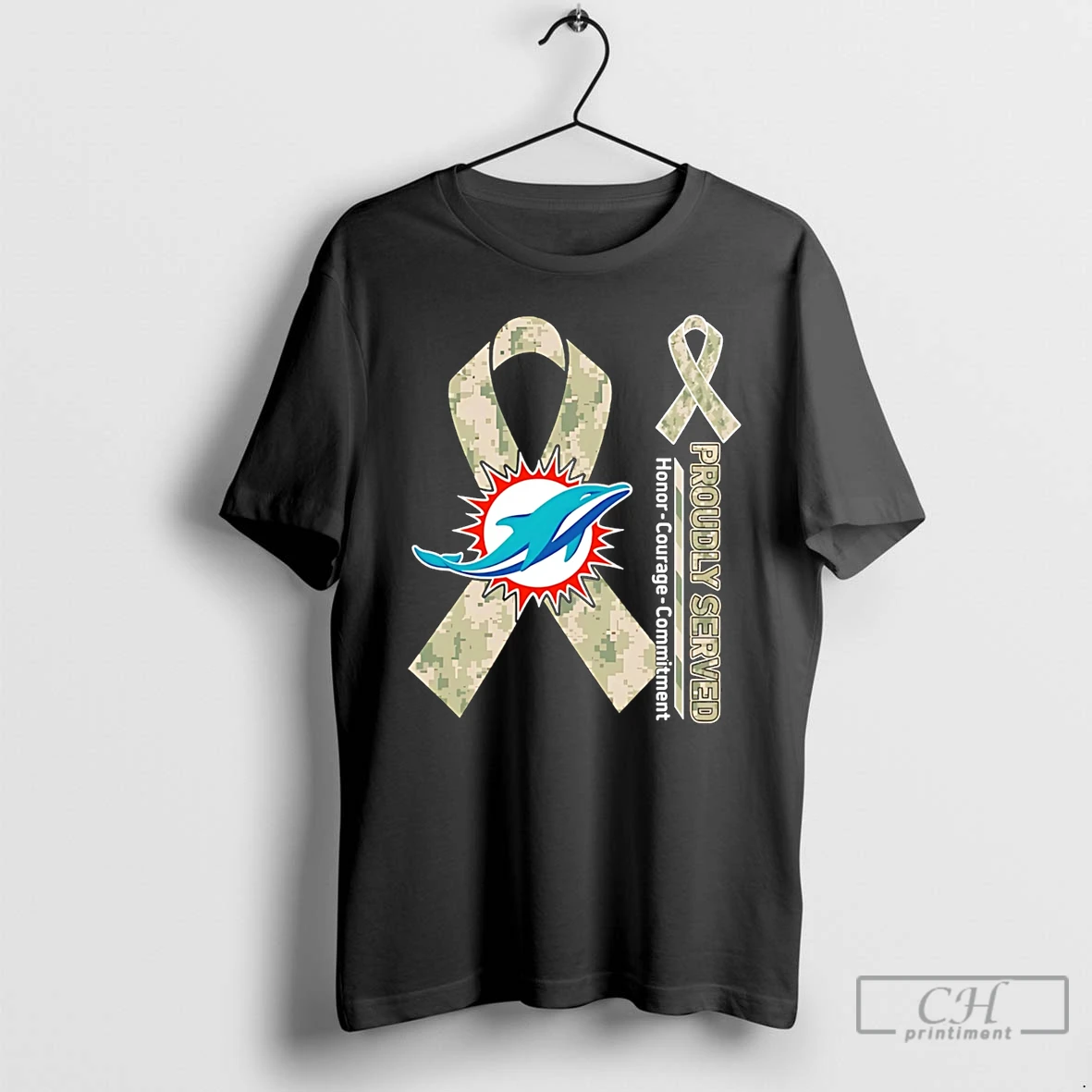 Premium Miami Dolphins Proudly Served Honor Courage Commitment T Shirts Sweater Hoodie