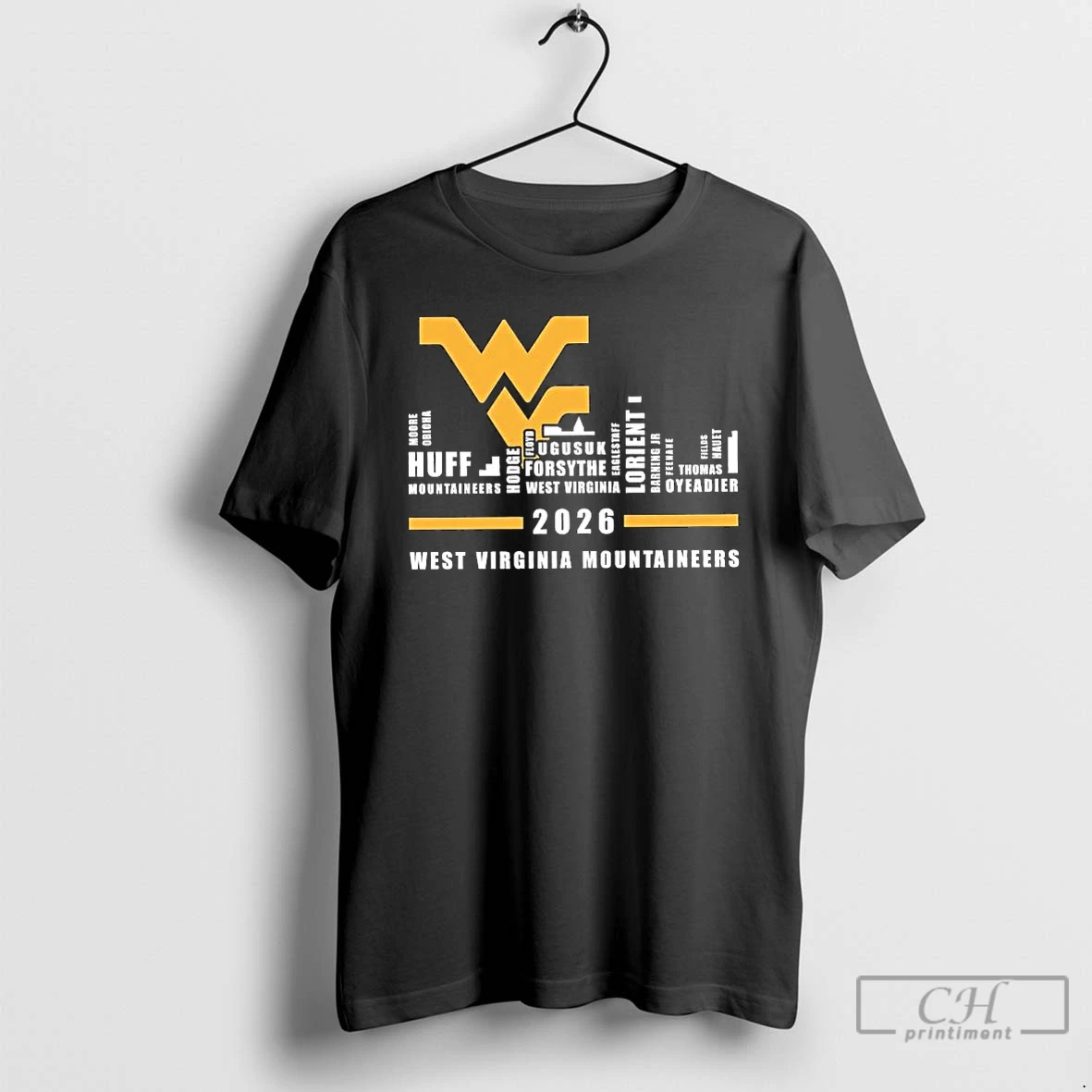 Premium West Virginia Mountaineers 2026 Players Names City Skyline Tee T Shirts Sweater Hoodie