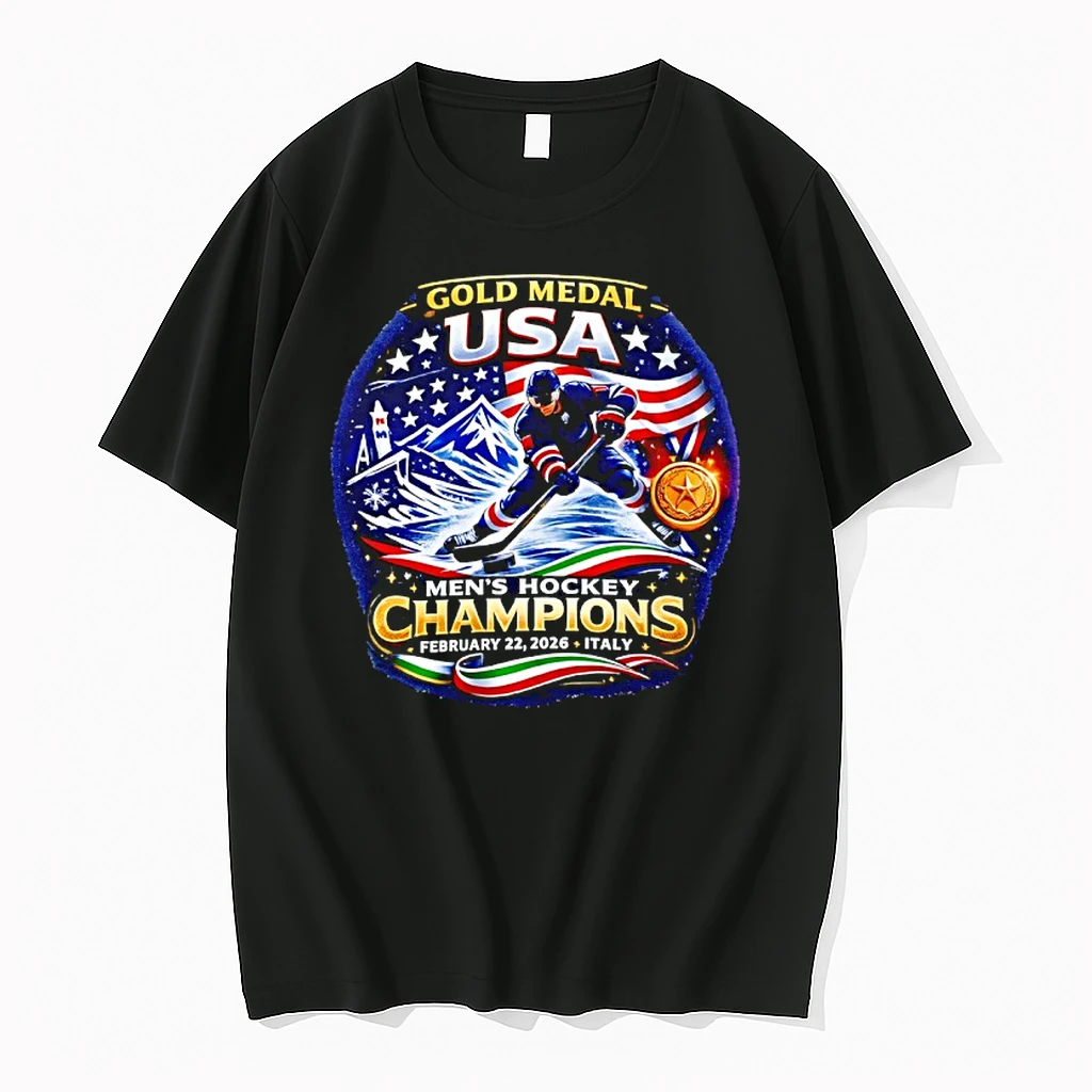 Usa Men Hockey Gold Medal Champions 2026 Italy Commemorative Tshirts Sweater Hoodie