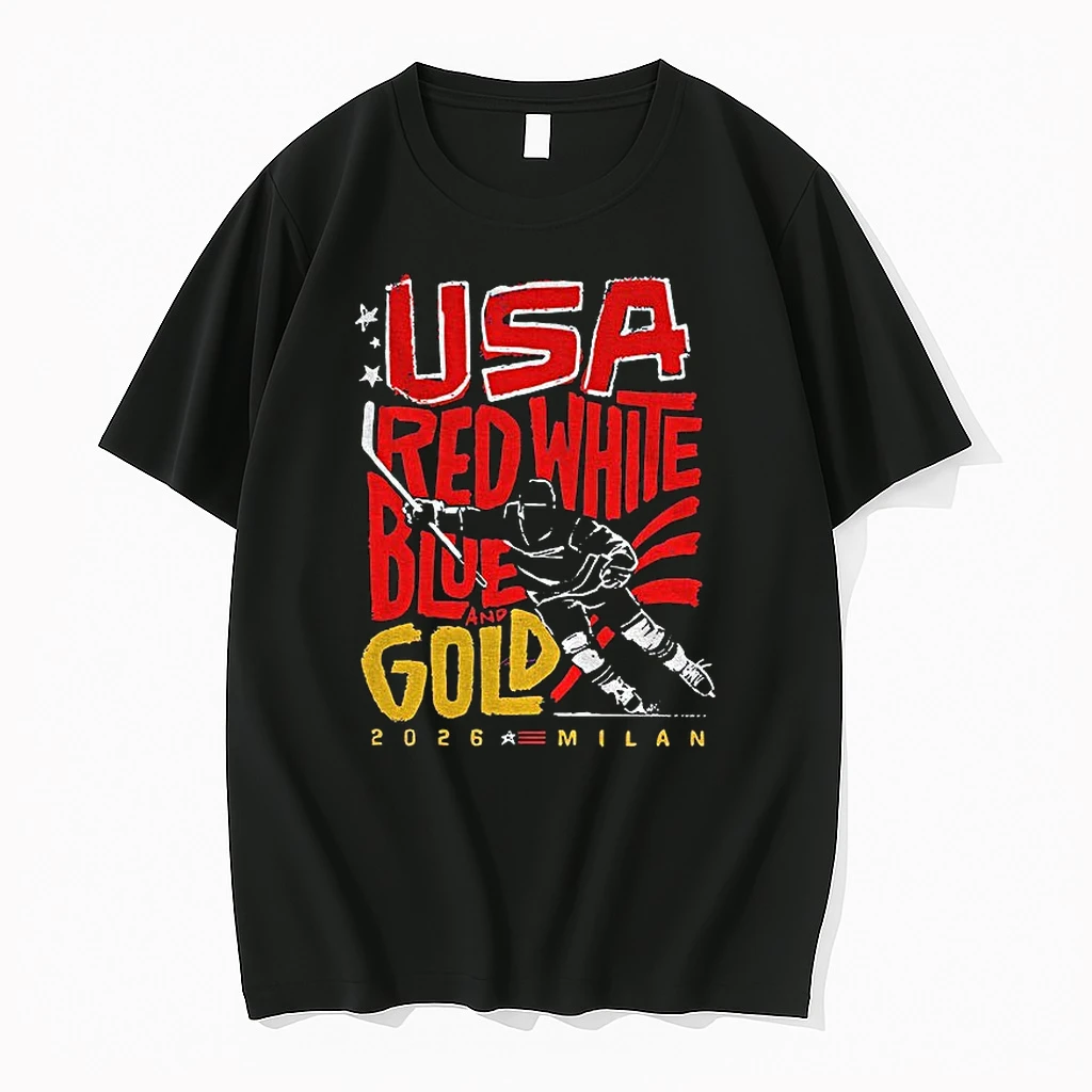 Usa Mens Hockey Team Red White Blue Gold 2026 Milan Tshirts Sweater Hoodie