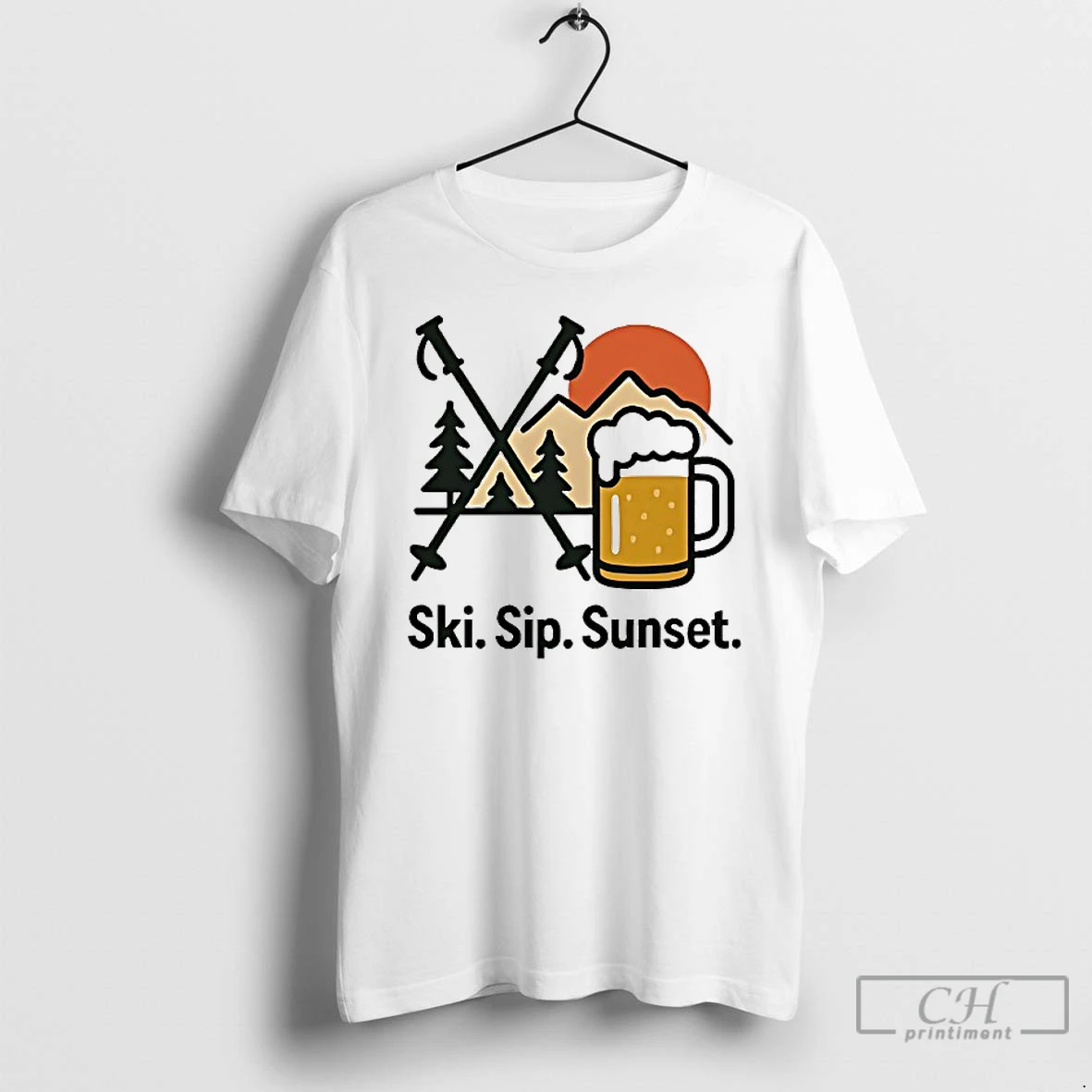 Classic Ski Sip Sunset T Shirts Sweater Hoodie