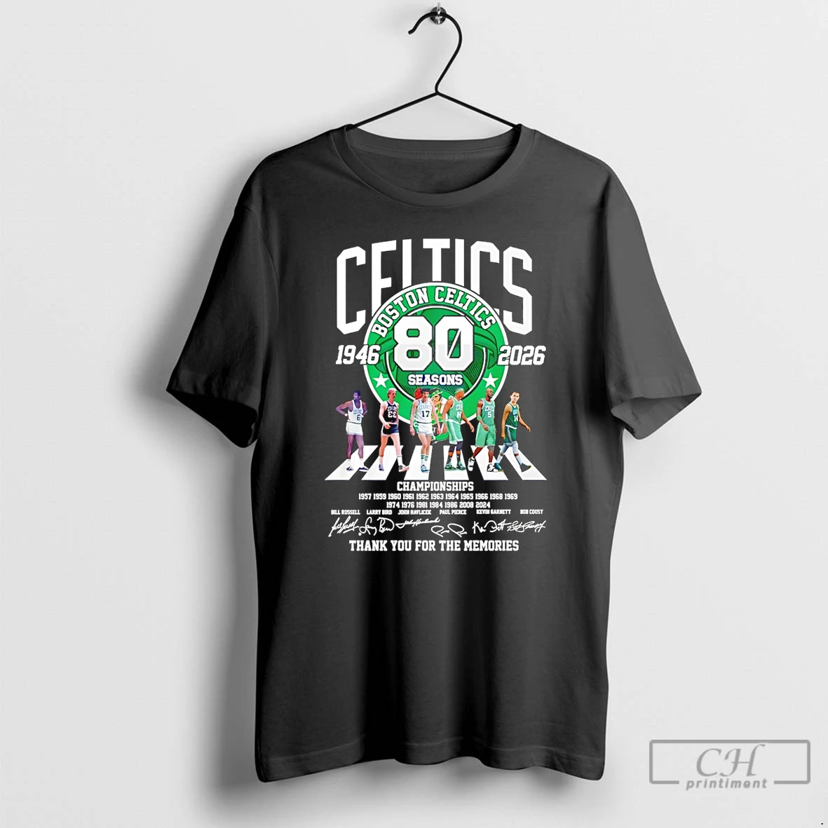 Classic The Celtics 80th Anniversary 1946 2026 Thank You For The Memories Signatures T Shirts Sweater Hoodie