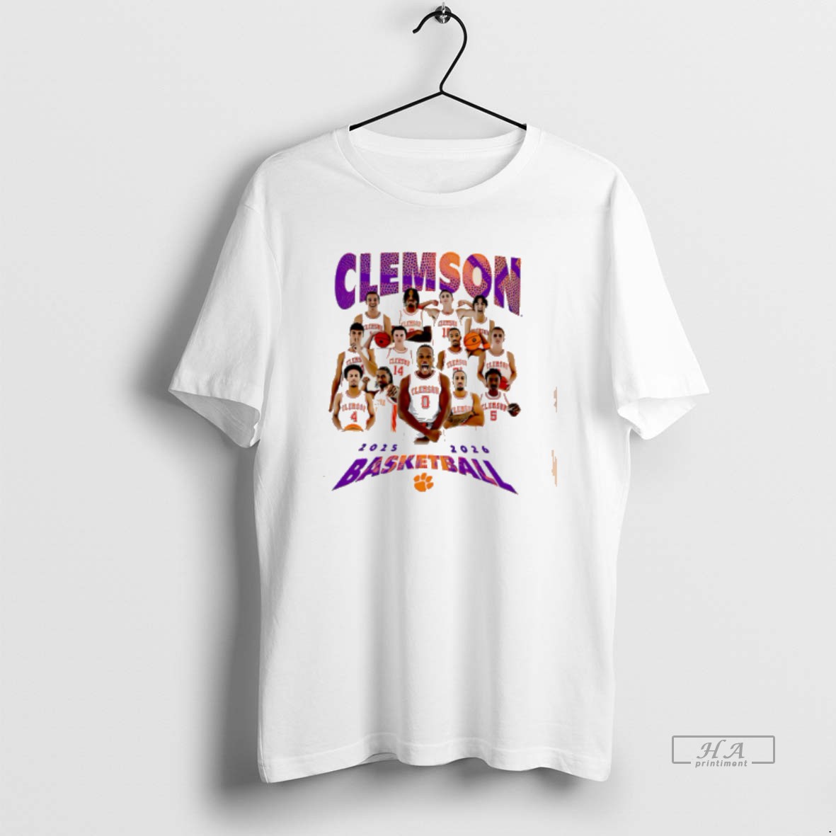 Official Clemson Tigers Mens Basketball 2025 2026 Team Collage Tee T Shirt