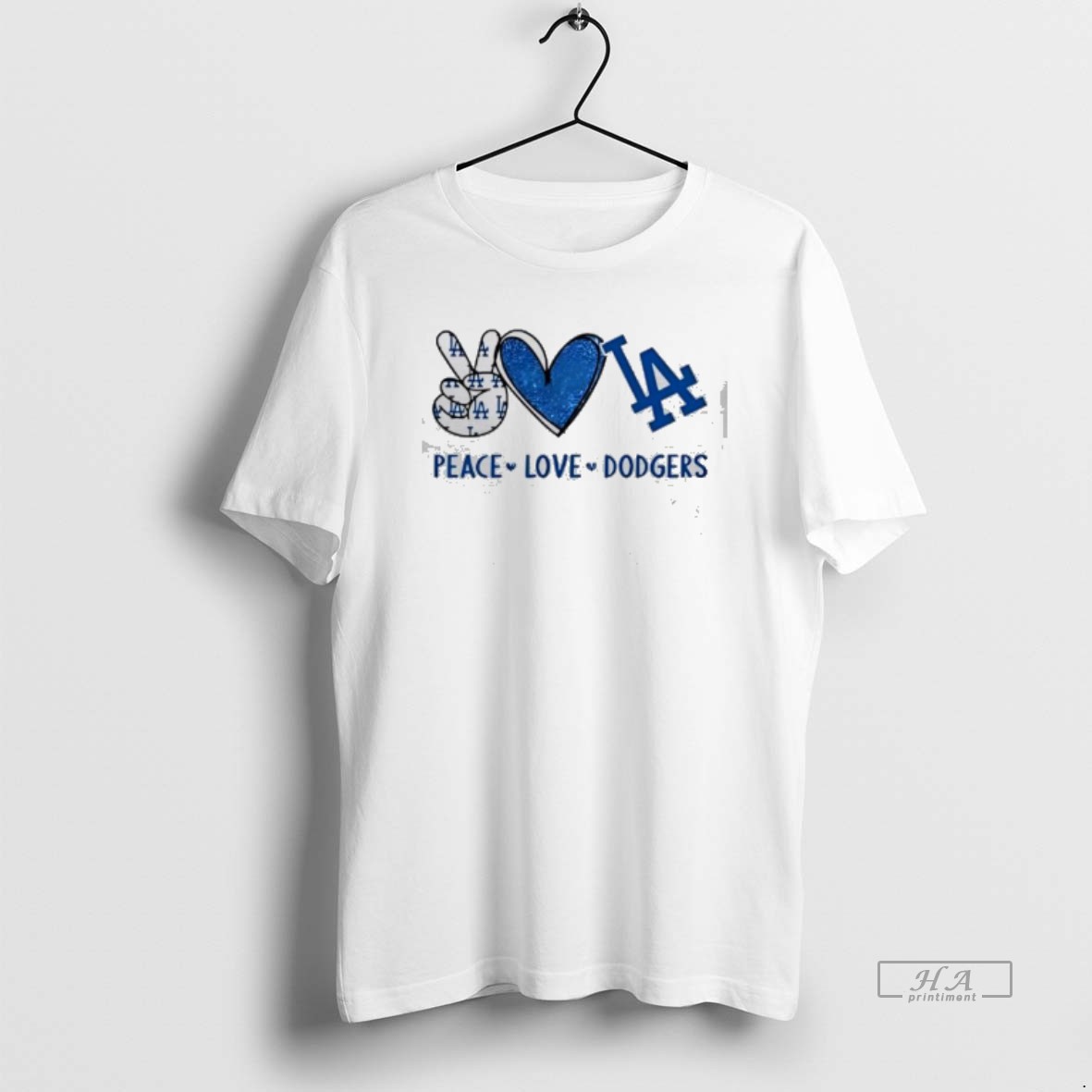 Official Peace Love Dodgers Los Angeles Blue Heart Baseball T Shirt