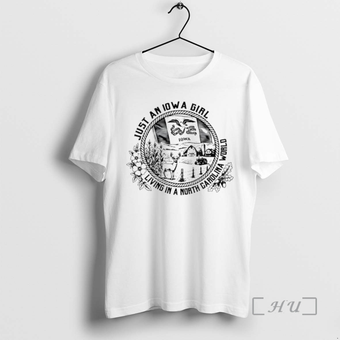 Officials Just An Iowa Girl Living In A North Carolina World State Characteristic Womens Premium T Shirts Sweater Hoodie