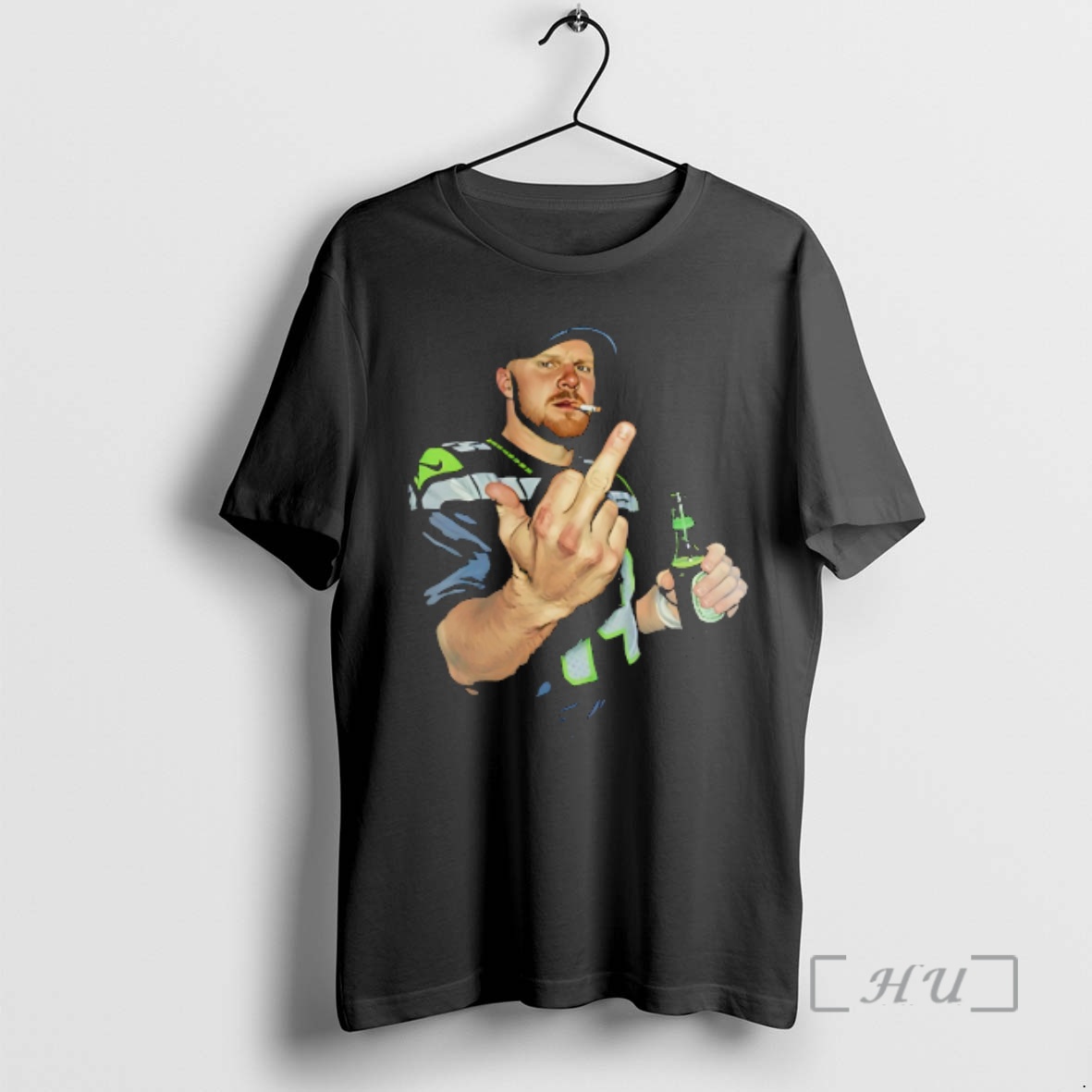 Officials Sam Darnold Middle Finger Holding Beer Can And Smocking Seattle Seahawks Funny Premium T Shirts Sweater Hoodie
