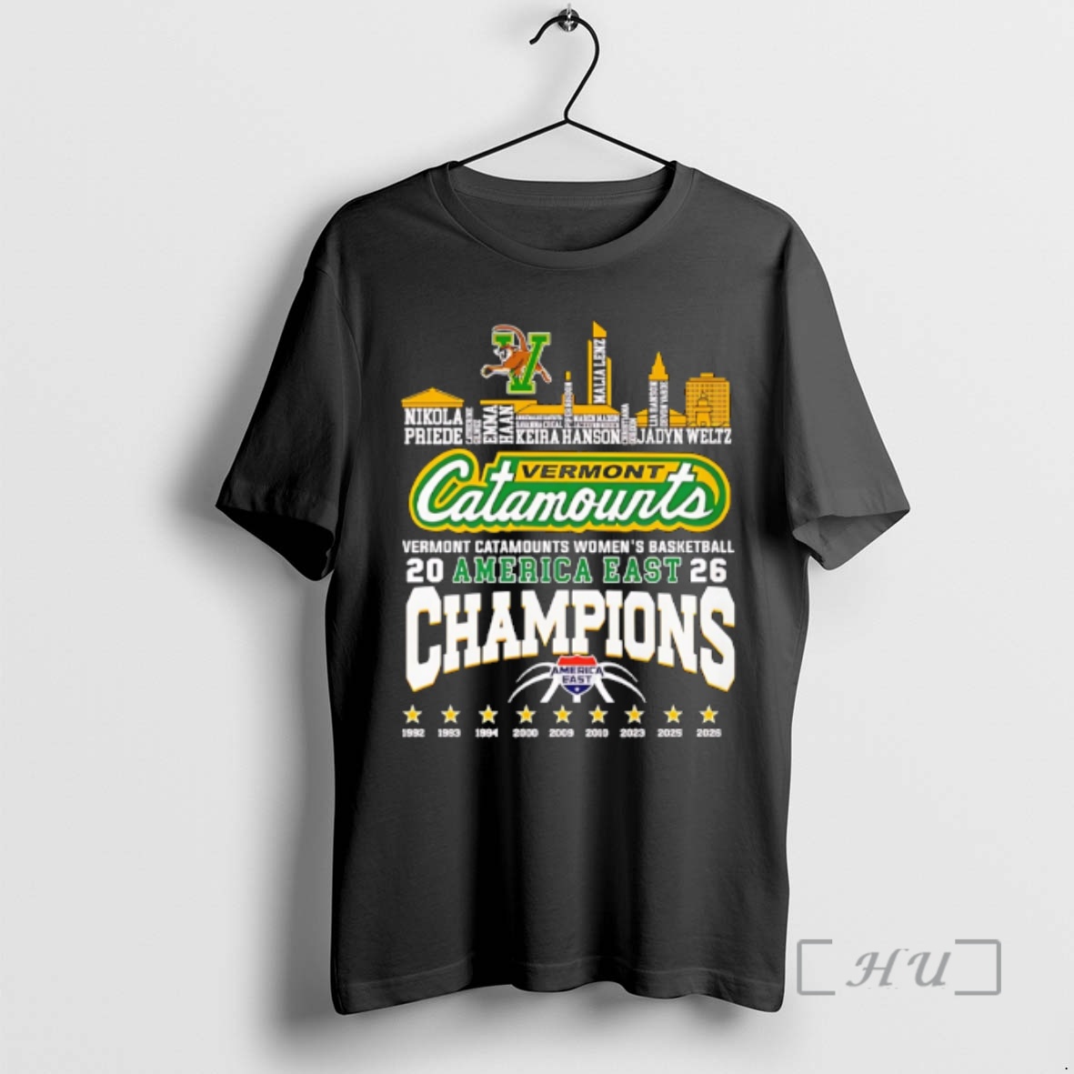 Officials Vermont Catamount 2026 America East Champions Player Names City Skyline Premium T Shirts Sweater Hoodie