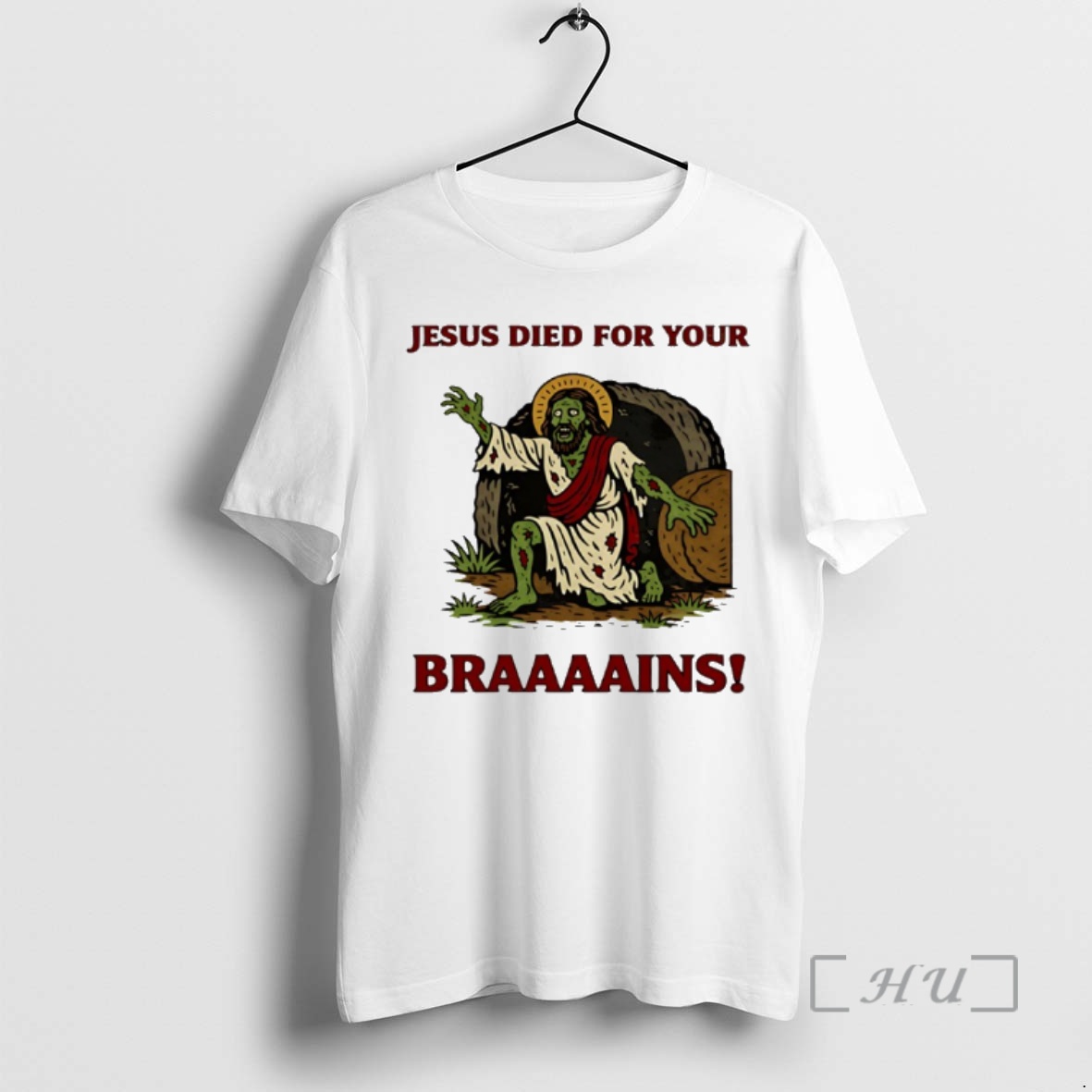 Officials Zombie Jesus Died For Your Brains Meme Premium T Shirts Sweater Hoodie