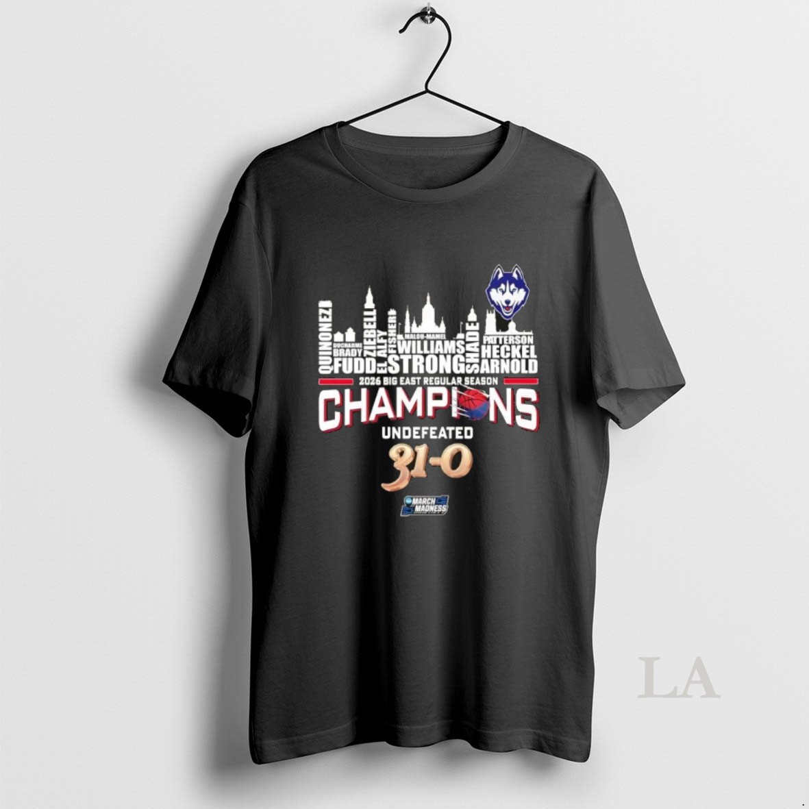 Original 2026 Big East Regular Season Champions Undefeated 31 0 Uconn Huskies Names City Skyline Shirt