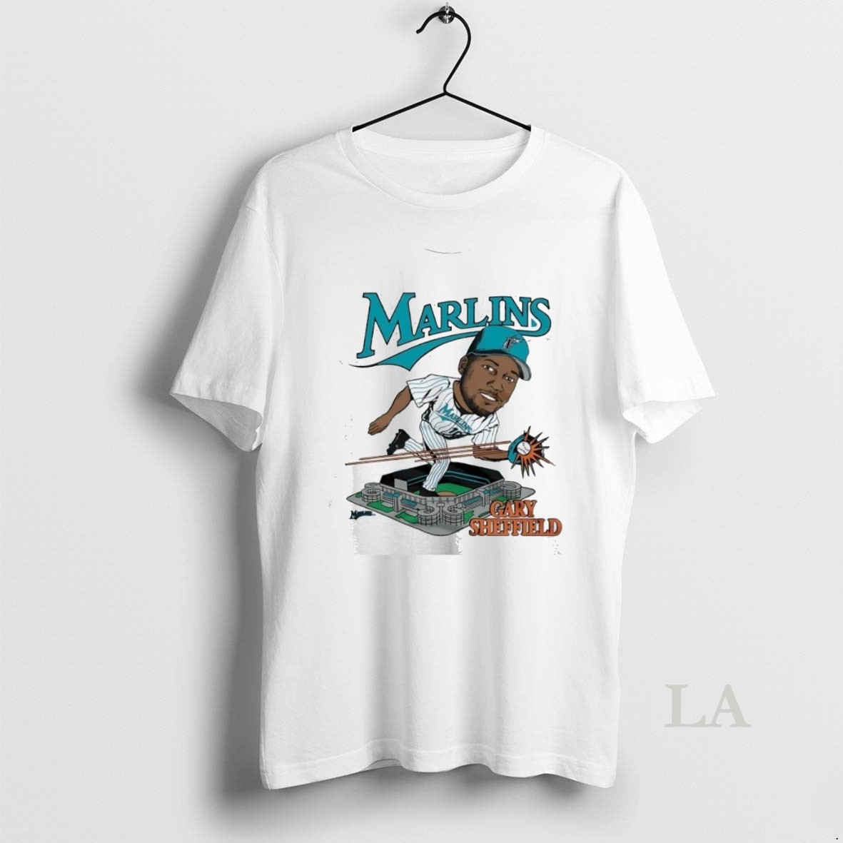 Original Florida Marlins Gary Sheffield Sun Life Stadium Caricature Shirt
