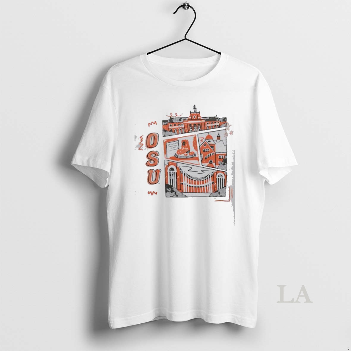 Original Osu Oklahoma State University Edmon Low Library And Campus Buildings Sketch Shirt