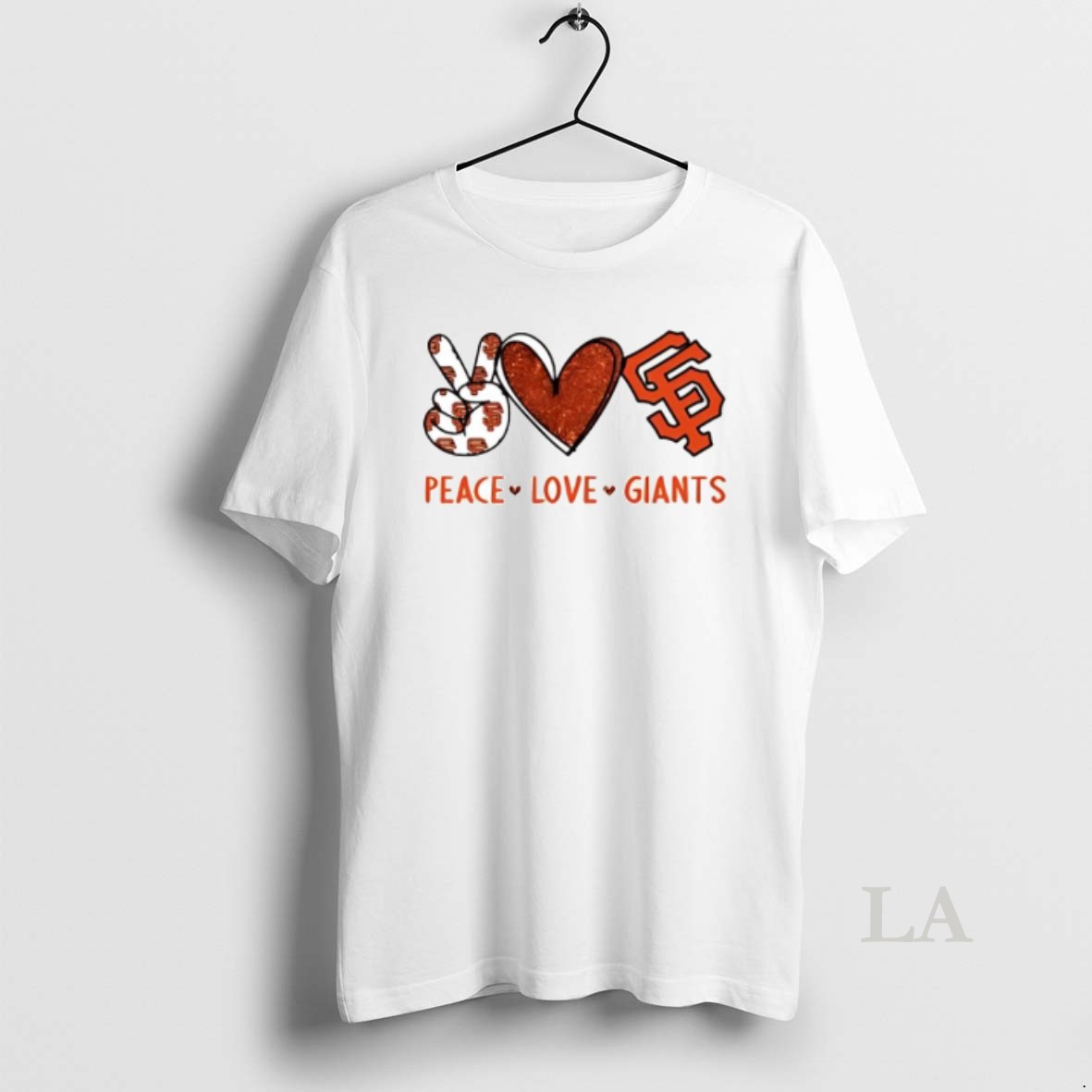 Original Peace Love Giants San Francisco Baseball Hand Heart Graphics Shirt
